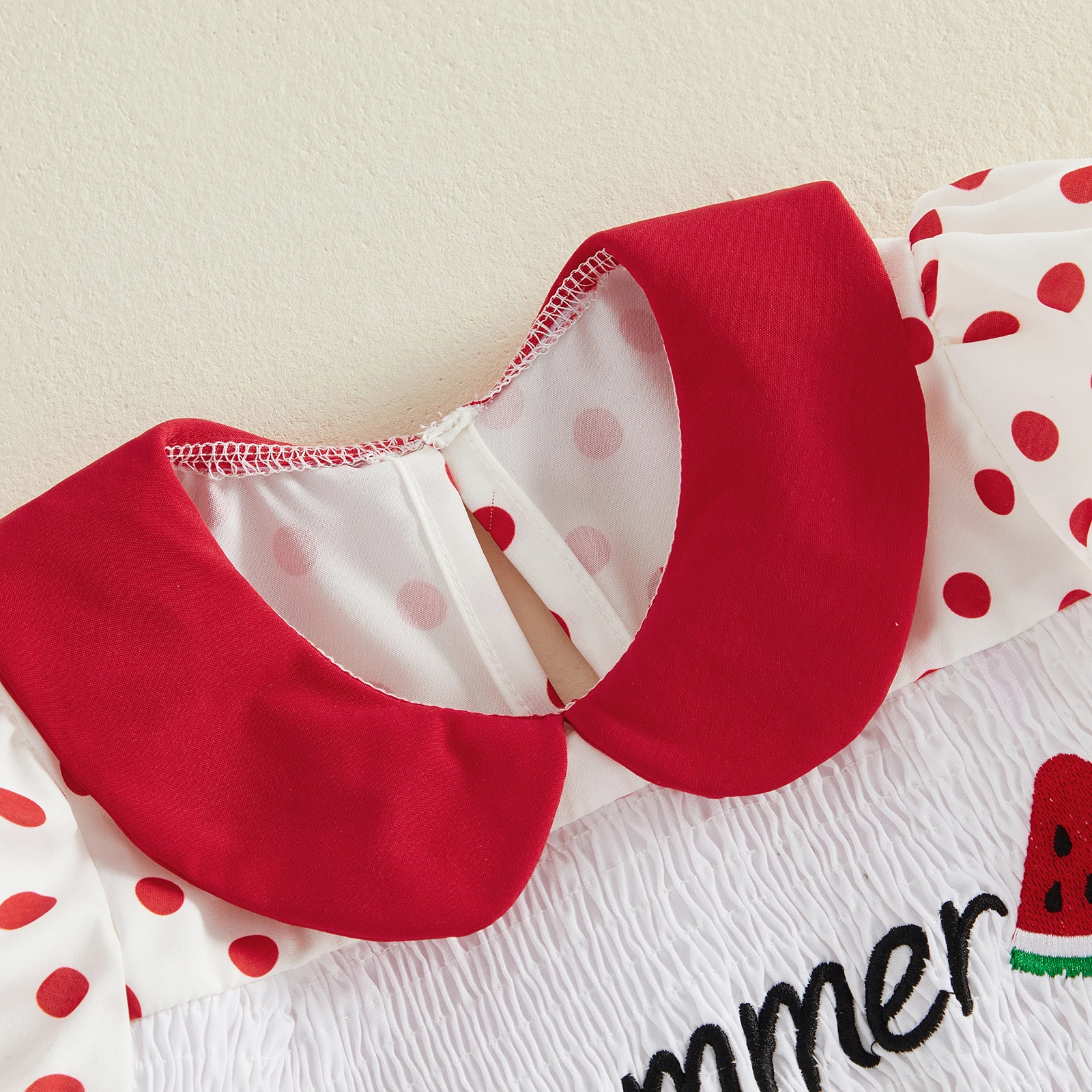 Tregren Vestido de verano bebé niña con estampado de sandía y puntos - imagen 4