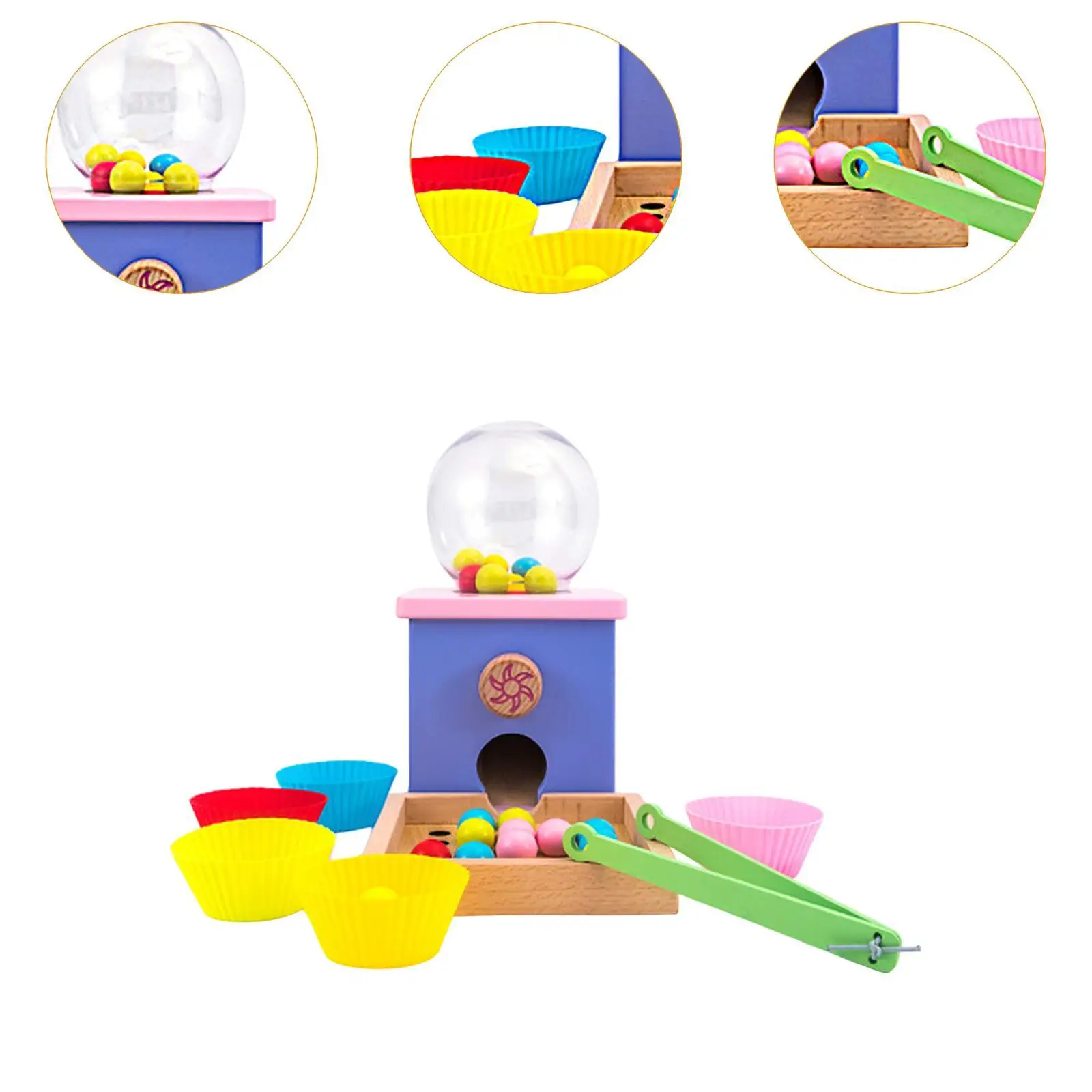Candy Machine Bead Clip Game Balls in Cups Montessori Toy Wooden Sorter Game for Baby Candy Machine Bead Clip Game Balls in Cups Montessori Toy Wooden Sorter Game for Baby