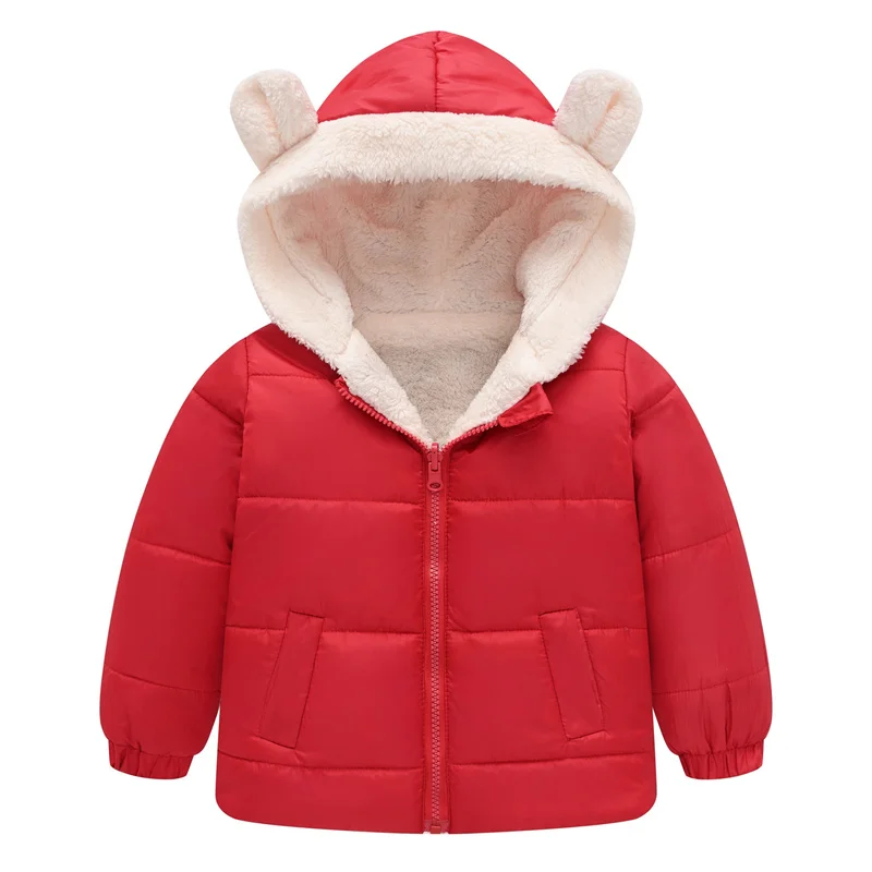 Parka de invierno con capucha de felpa para niños y niñas - imagen 2