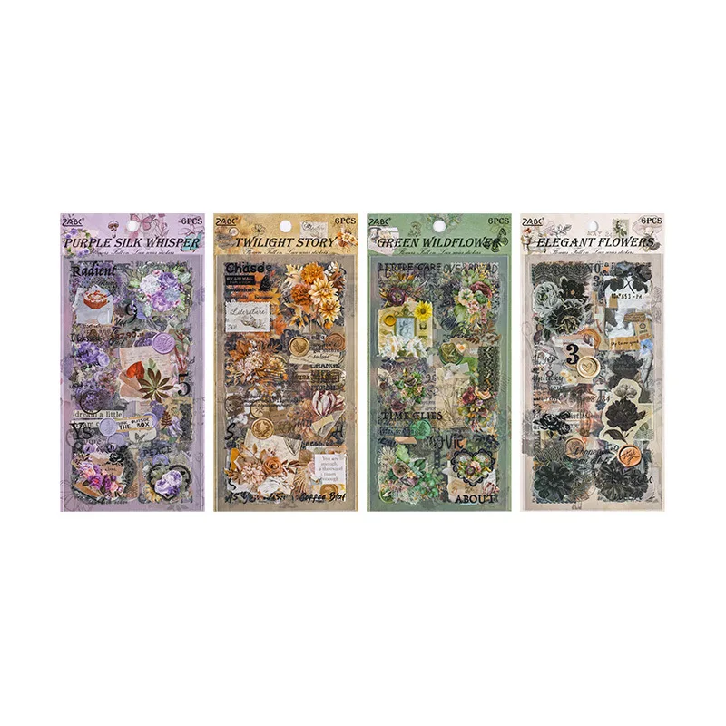 Pegatinas transparentes florales vintage impermeables para scrapbooking