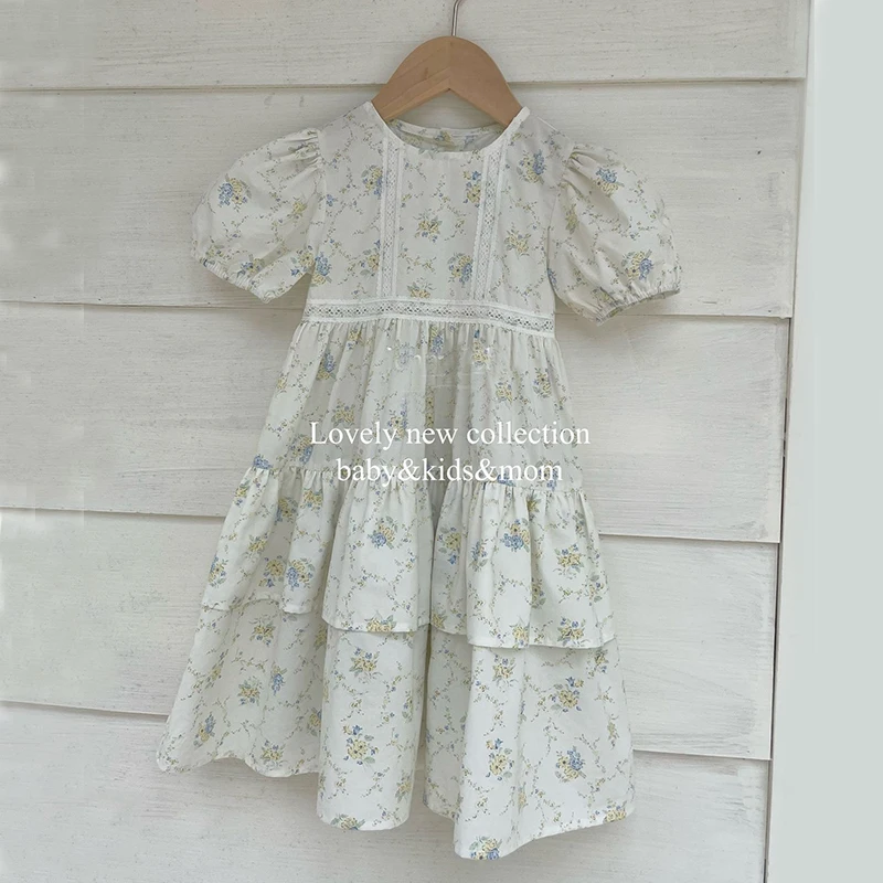 Vestido de princesa floral con tutú de encaje para niñas