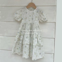Vestido de princesa floral con tutú de encaje para niñas