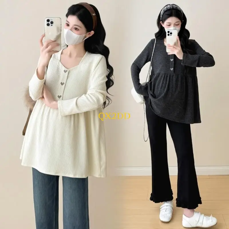 Blusa de maternidad en algodón con bordado corazón cómoda suave - imagen 3