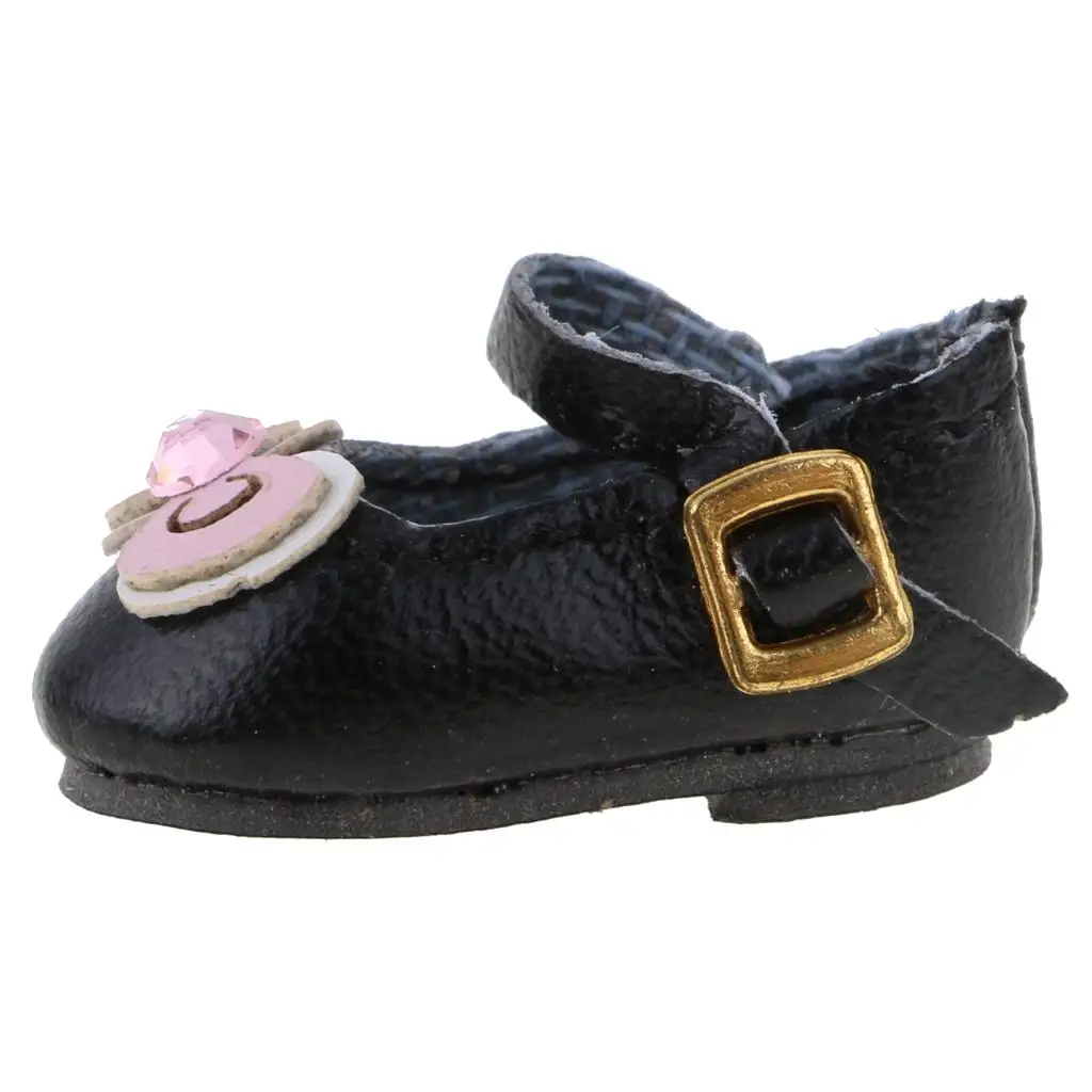 Zapatos negros con correa y lazo para muñecas Blythe articuladas - imagen 3
