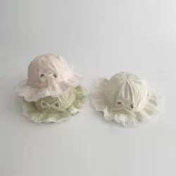 Sombrero de verano con volantes y lazo para bebé niña