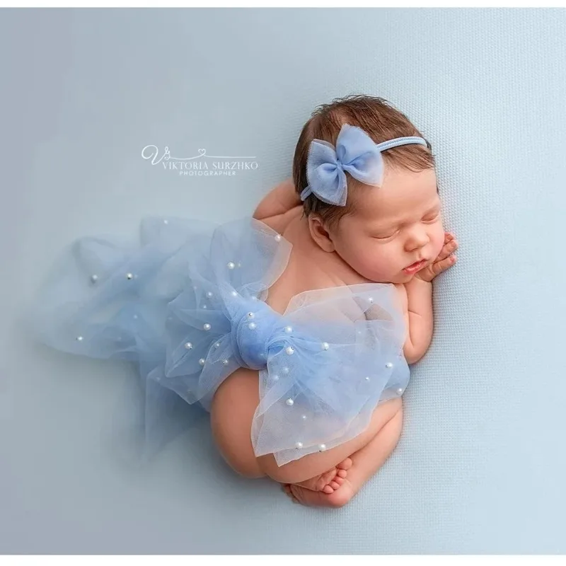 Accesorios de fotografía para recién nacido niña – manta y lazos - imagen 3