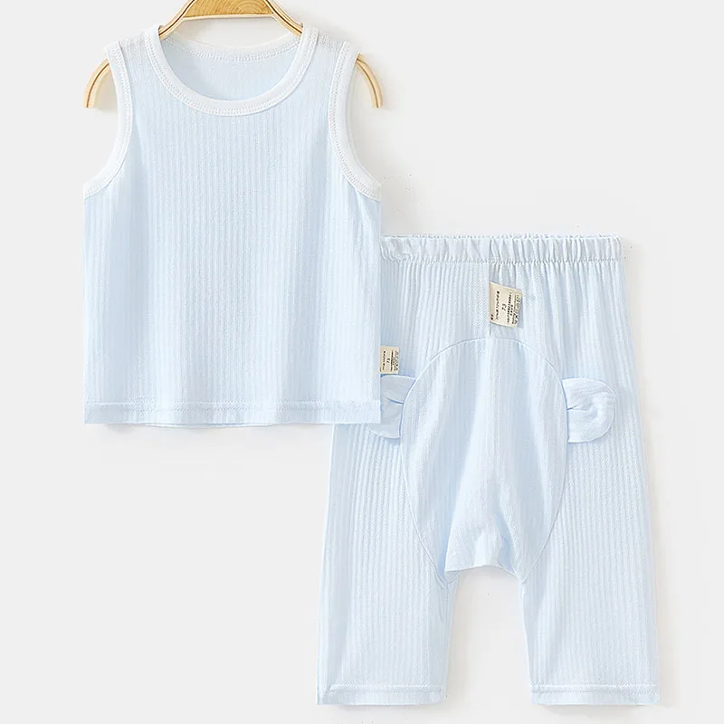 B189 Conjunto verano bebé infantil algodón sin mangas top y pantalón - imagen 5