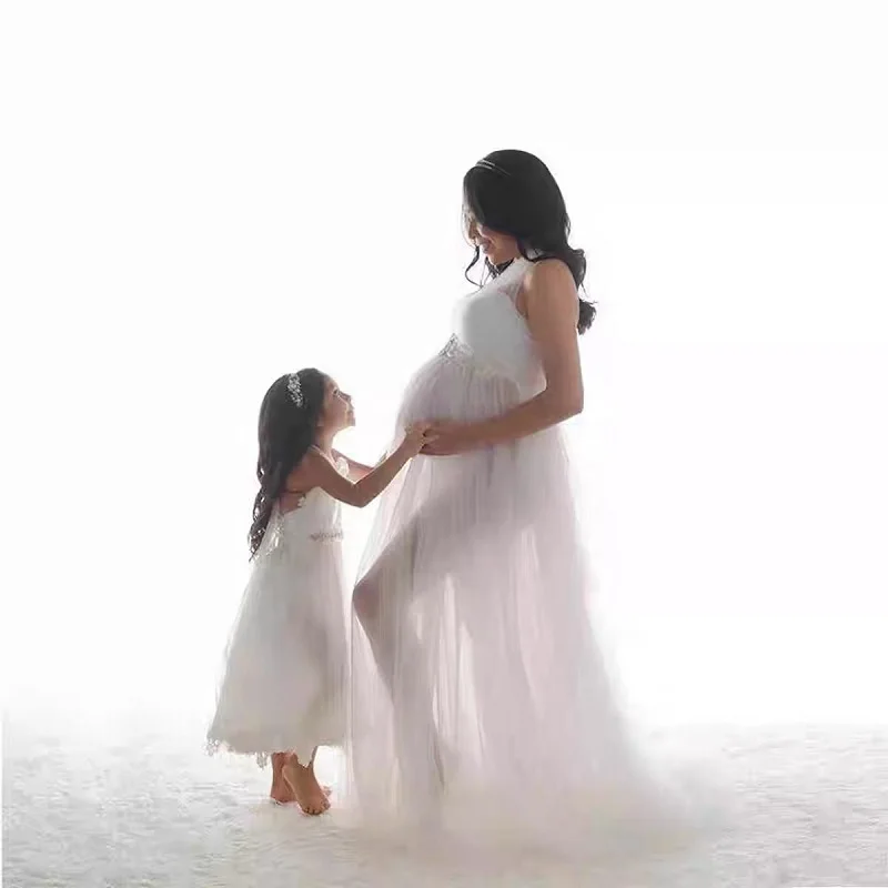Vestido de maternidad largo de manga larga para sesión fotográfica - imagen 5