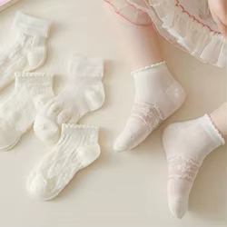 Calcetines de verano de algodón suave para niñas Encaje de princesa