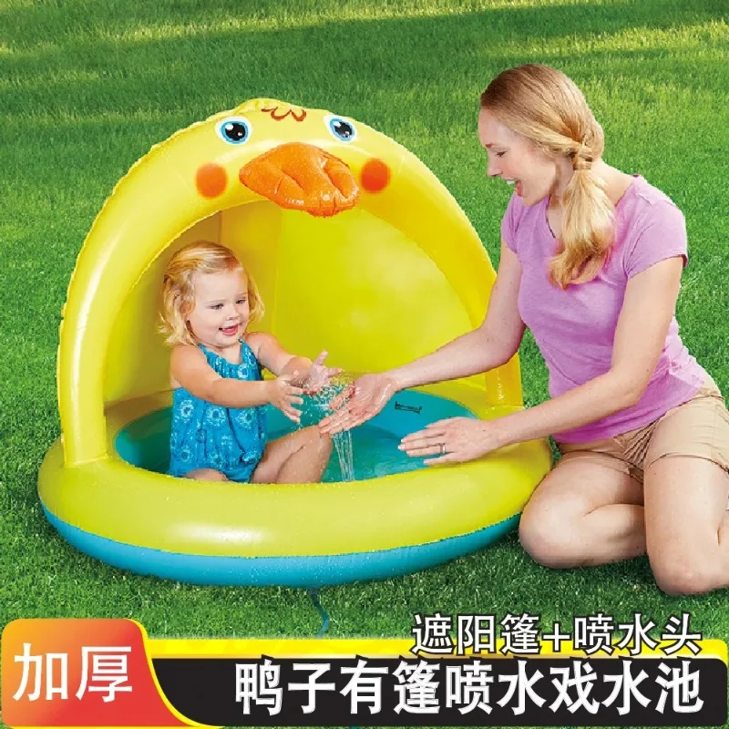 Piscina inflable de pato amarillo para baño de bebé en casa - imagen 3