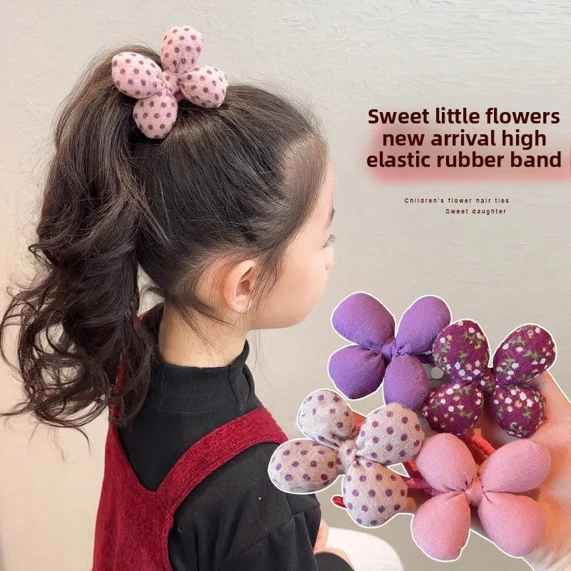 Lazos para el cabello acolchados de flores con goma elástica - imagen 3