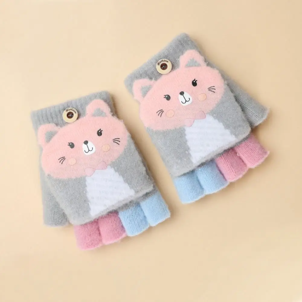Guantes sin dedos con orejas de gato para niñas – Invierno - imagen 2