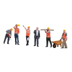 Figuras trabajadores de construcción en resina para casas de muñecas