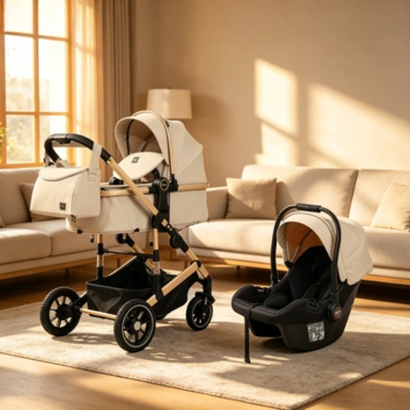 Cochecito reversible Kidilo con vista alta, capazo y asiento reclinable