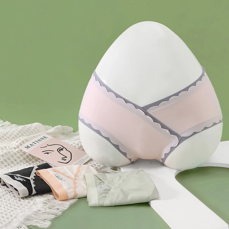 Bragas premamá algodón sin costuras encaje V maternidad elasticidad