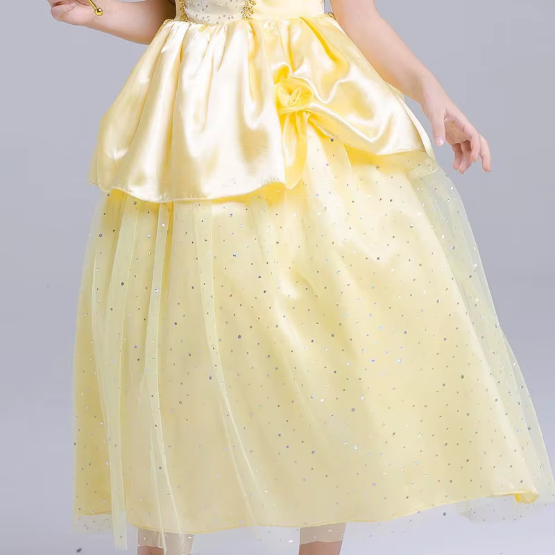 Vestido de princesa para niñas inspirado en Bella y Bestia artesanal - imagen 3