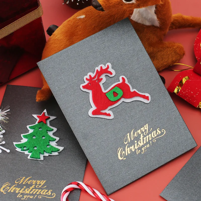 Tarjetas Navideñas ZYF – Fieltro 3D en papel nacarado gris - imagen 3