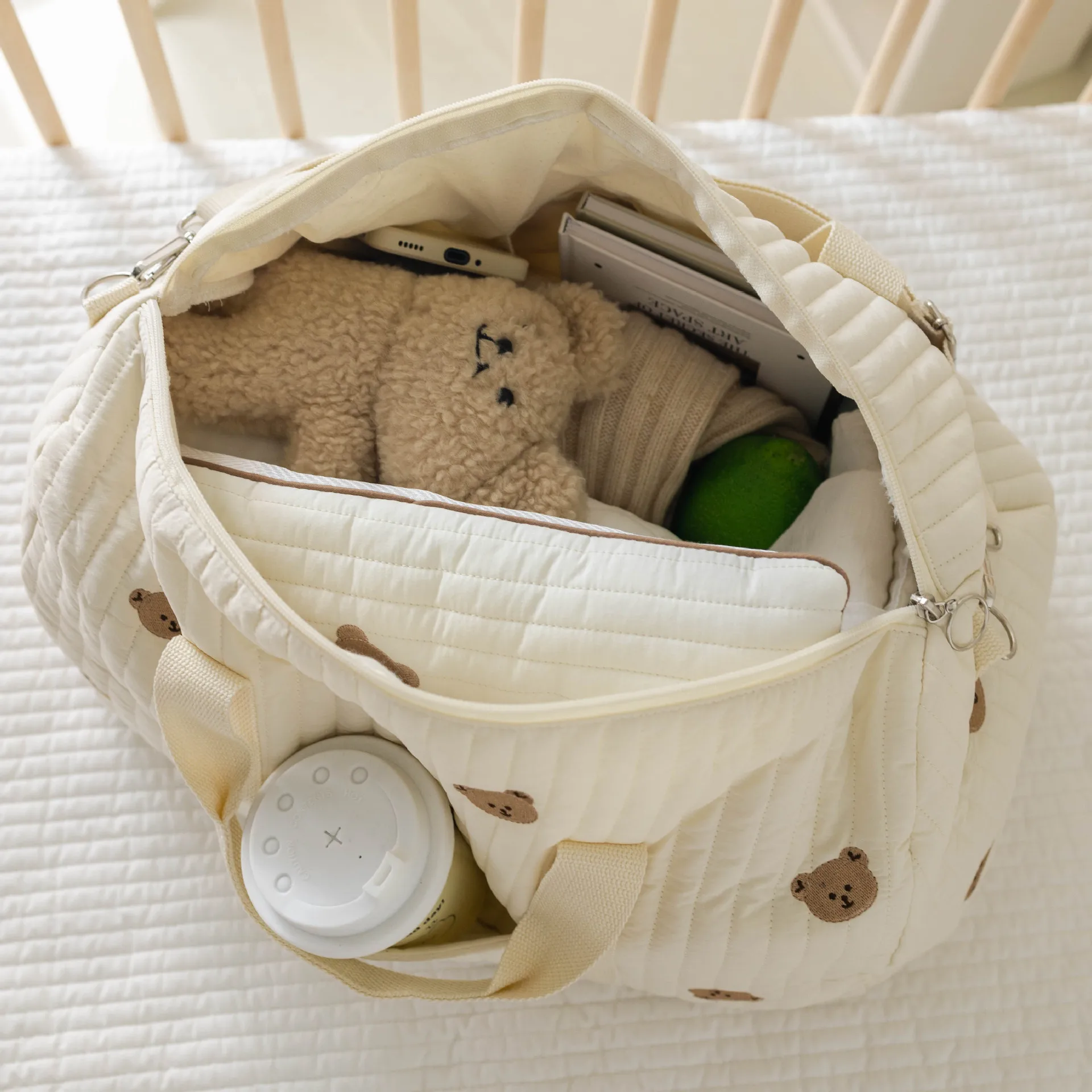 Bolso de hombro bordado con osito gran capacidad para mamá y bebé - imagen 4