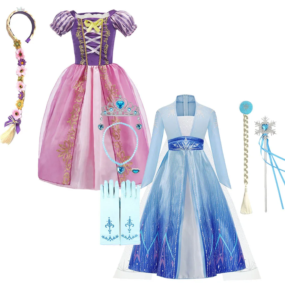 Vestido disfraz princesa Elsa para niña, fantasía y carnaval