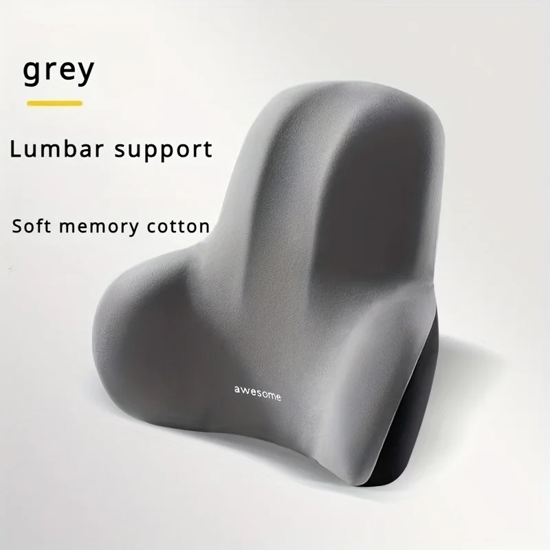 Almohada lumbar viscoelástica para coche y oficina – gris y negro - imagen 3