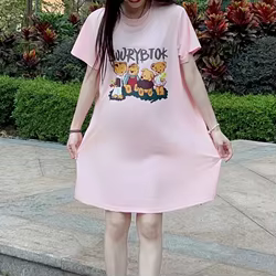 Vestido premamá estampado oso – Algodón transpirable para el verano