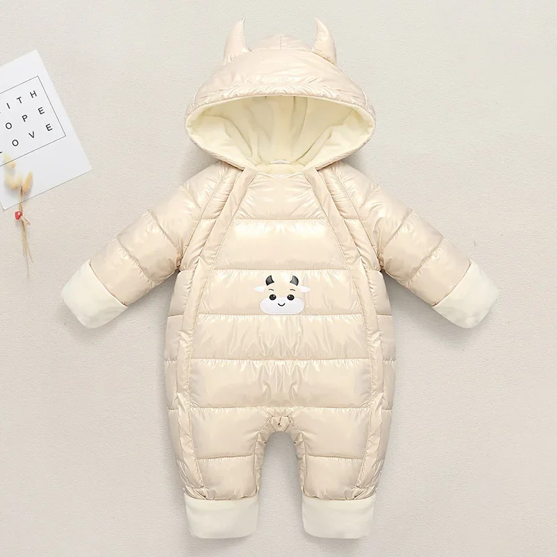 Mono de invierno con capucha cálido para bebé y niña, algodón - imagen 2