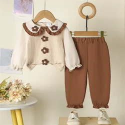 Conjunto de bebé otoño con pantalón cálido algodón para niña y niño