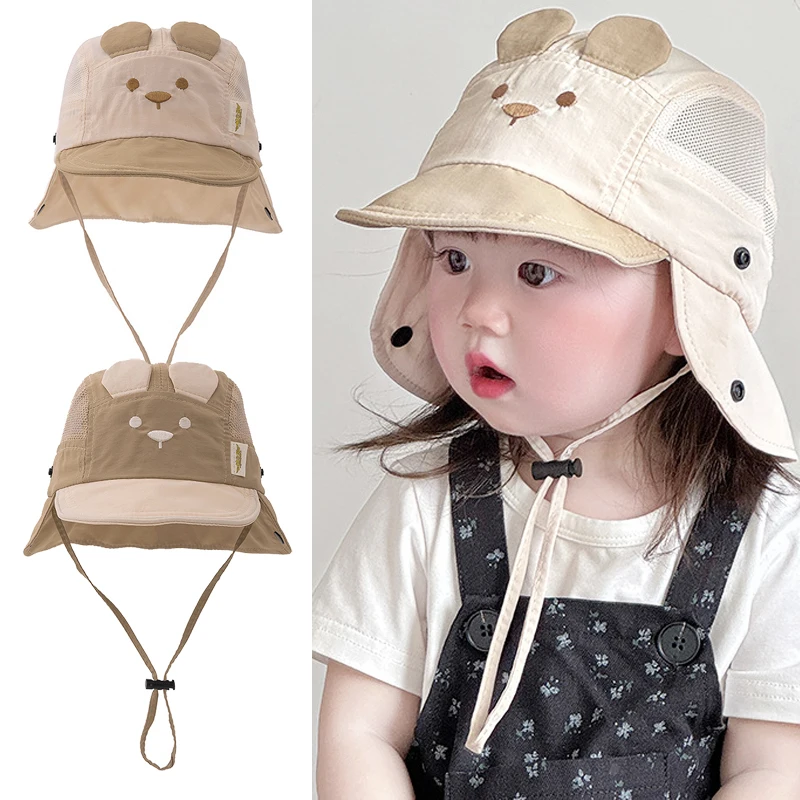 Gorra bebé con protección solar y cubrecuello Panamá playa verano - imagen 2