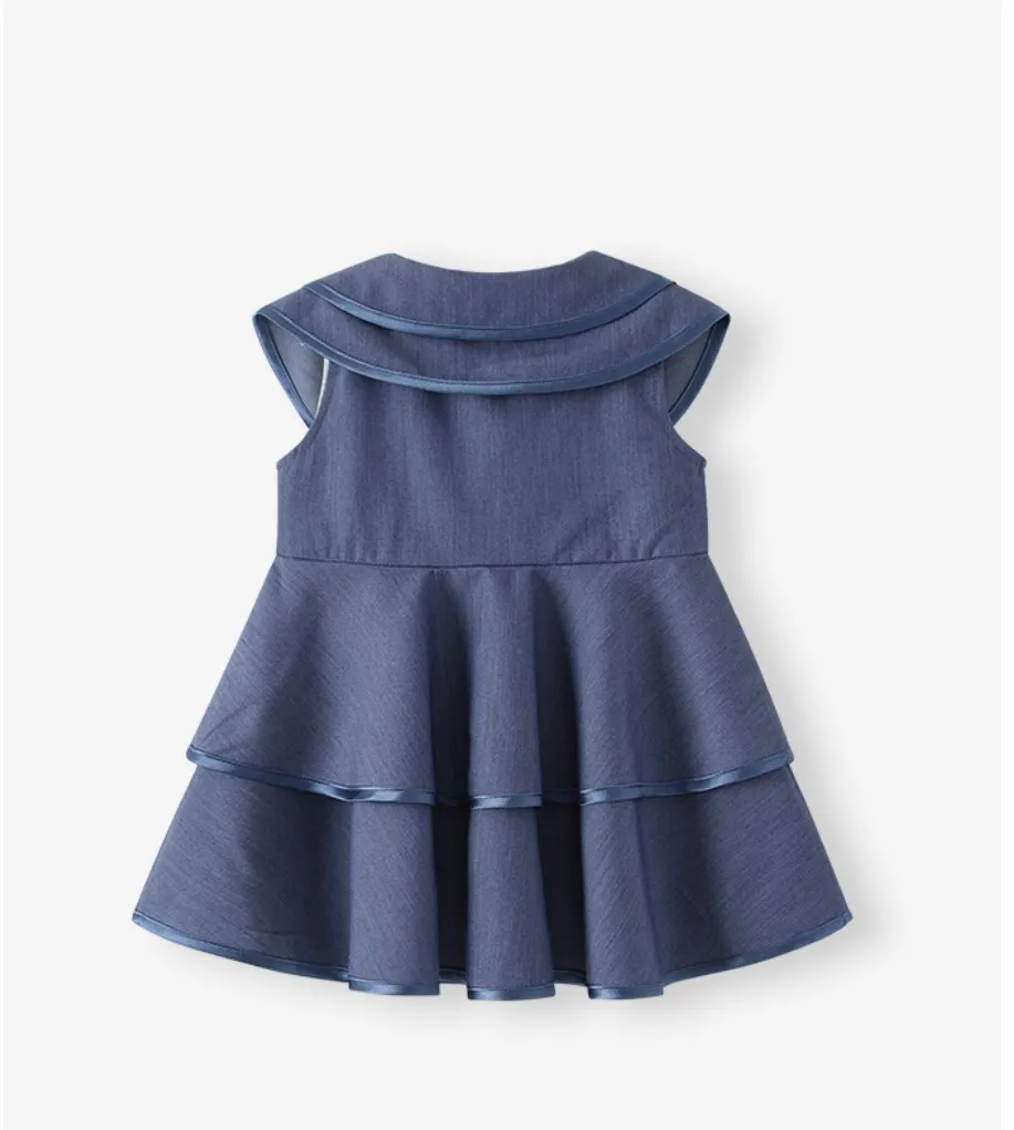 Vestido azul de princesa para niñas - vista lateral