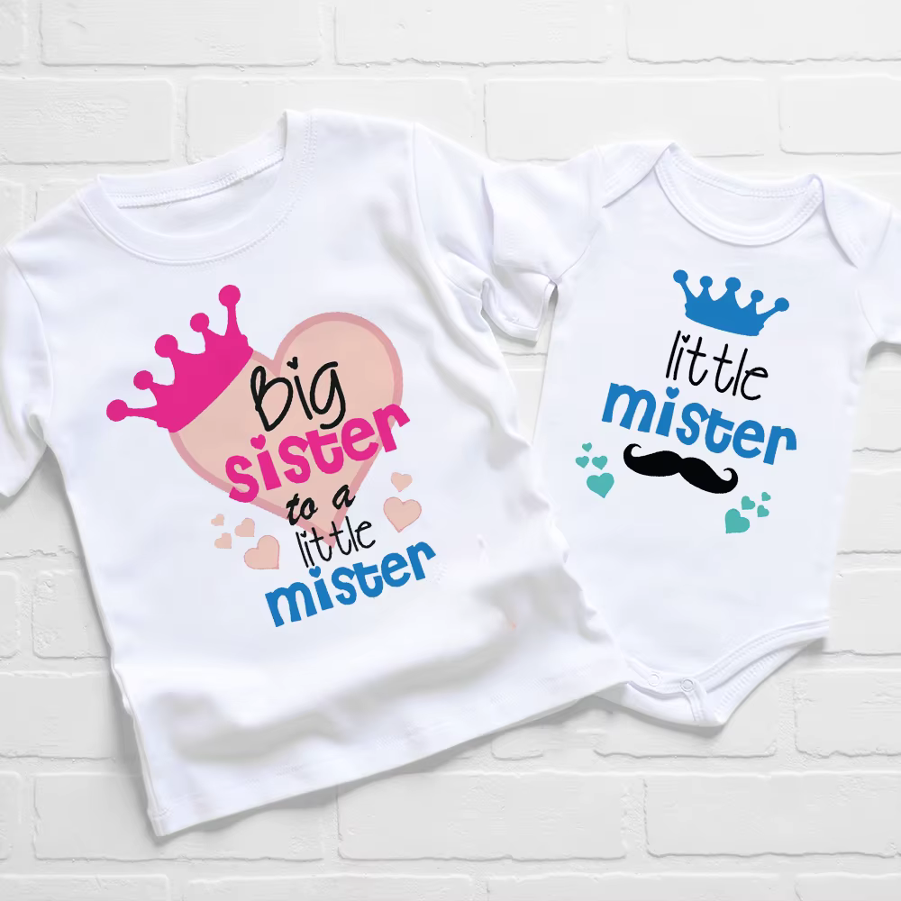 Conjunto a juego para hermanos: camiseta niño y body bebé coordinados - imagen 2
