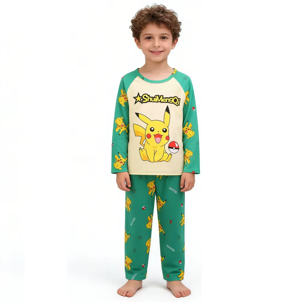 Pikachu: conjunto de pijama infantil manga larga Pokémon suave - imagen 2