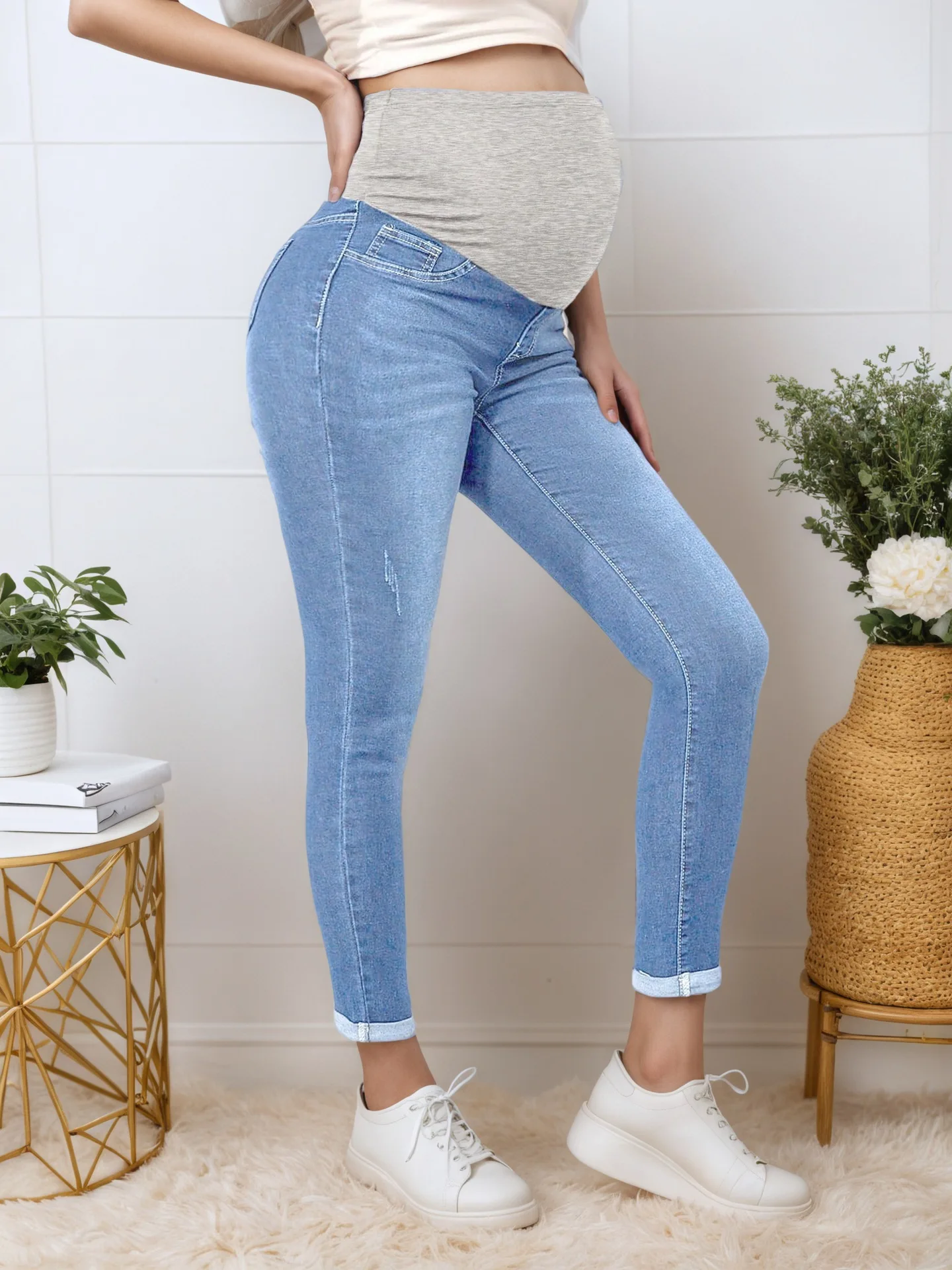 Vaqueros cropped de nueve puntos