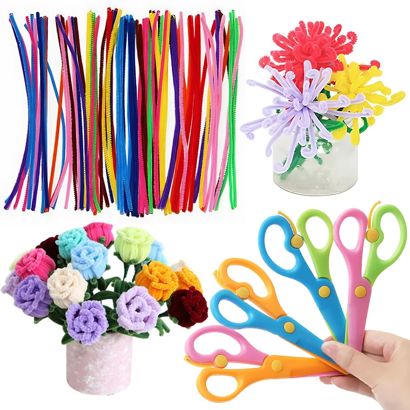 ZYF limpiapipas de colores y tijeras plásticas para manualidades - imagen 3