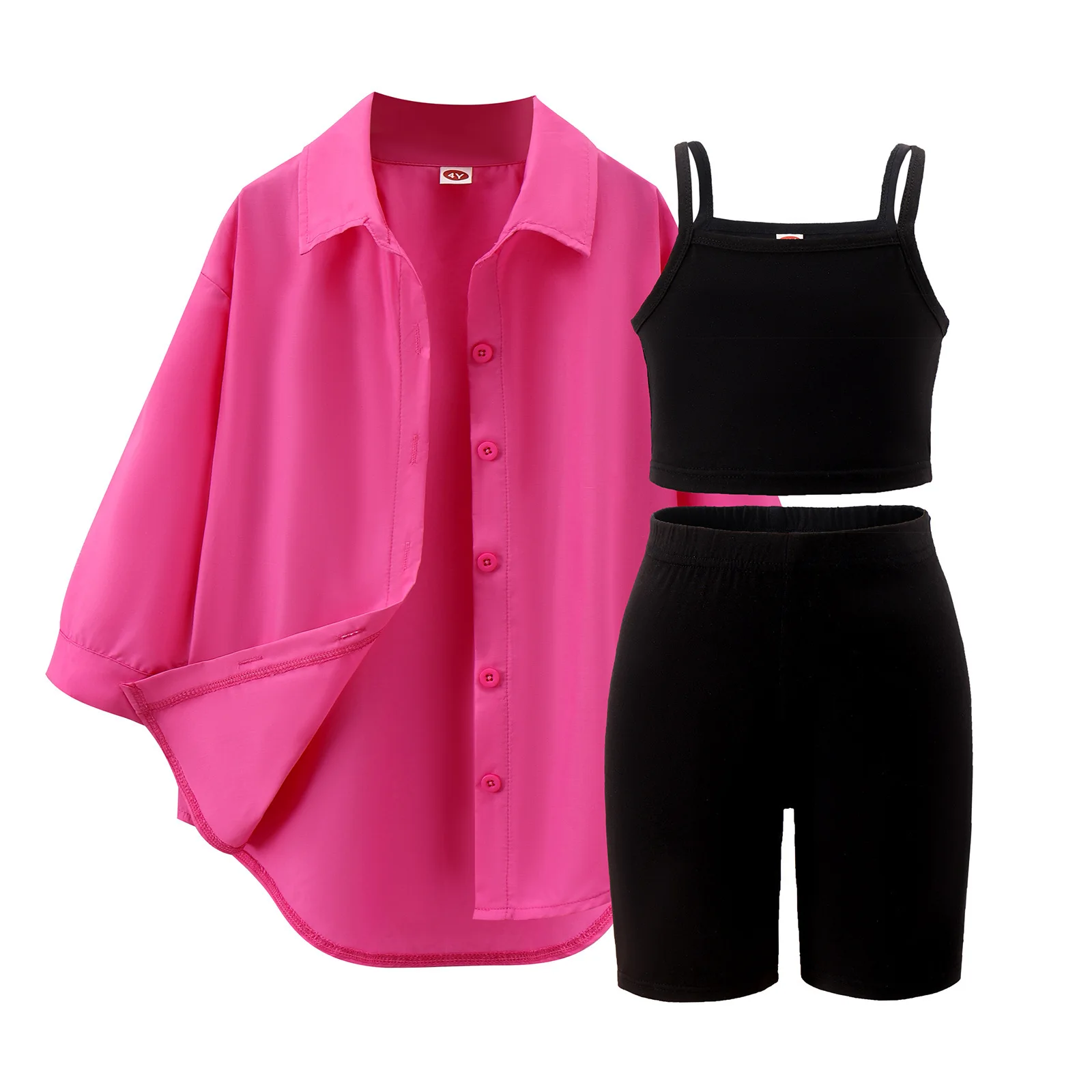 Conjunto niña de verano con chaqueta, chaleco y pantalón corto
