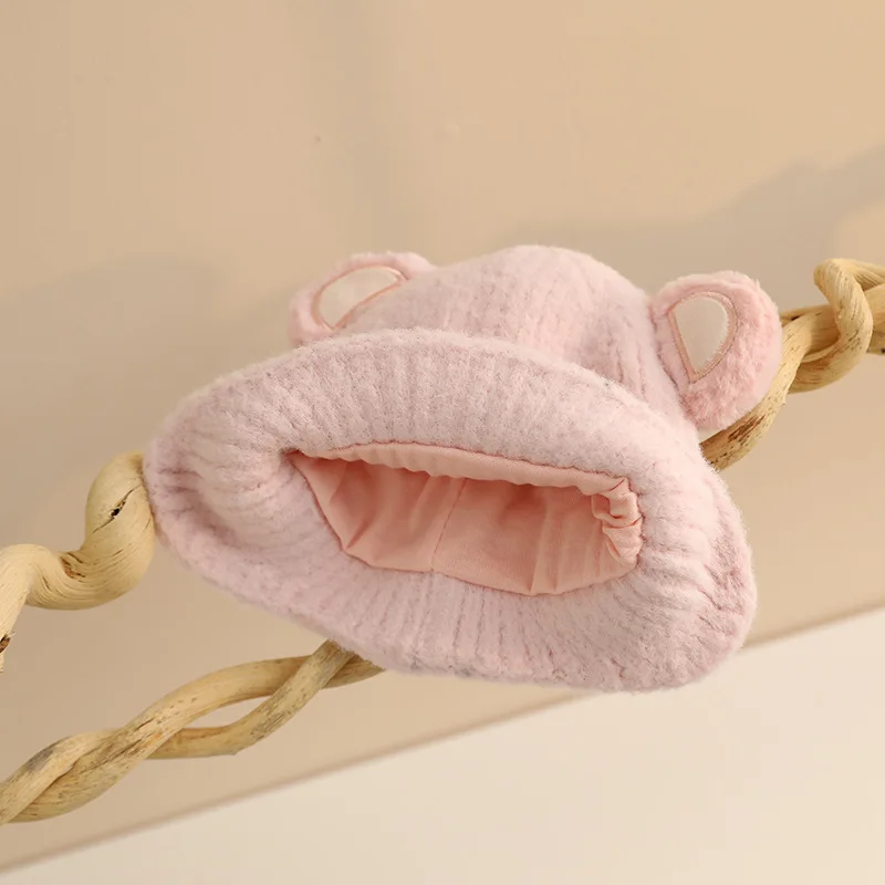 Gorro de punto con orejas de oso y forro polar para niños - imagen 4