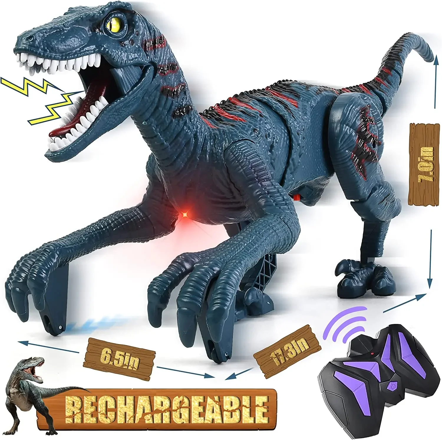 Dinosaurio de control remoto Velociraptor eléctrico Raptor - imagen 5