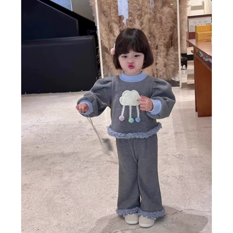 Conjunto de invierno acolchado para niñas: sudadera y pantalón largo - imagen 5