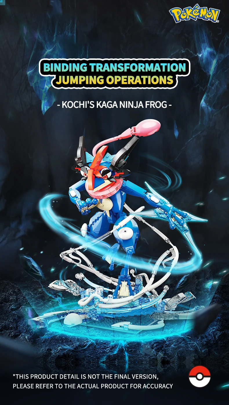 Vista frontal del modelo montado de Greninja de Ash