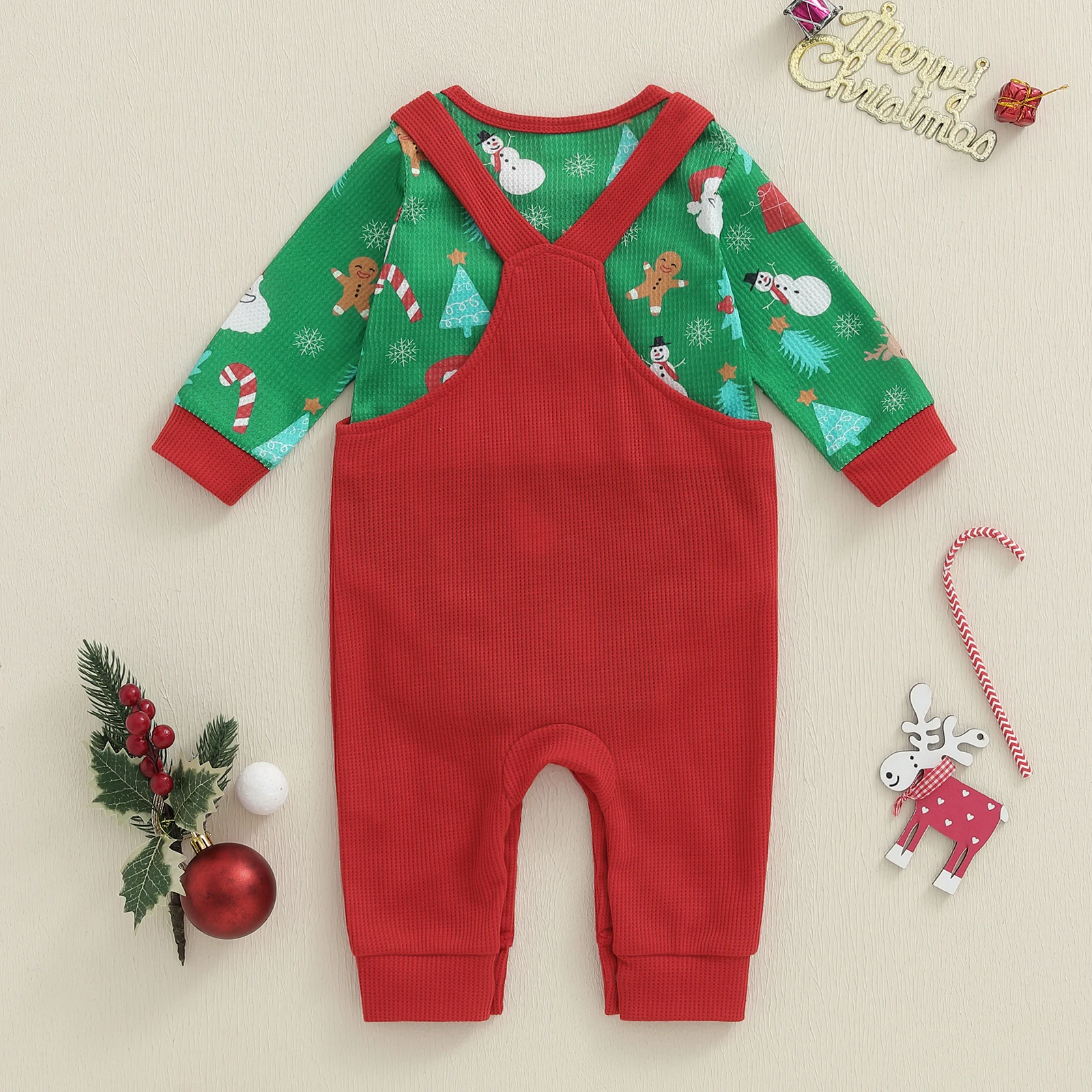Tregren conjunto navideño de bebé niña estampado muñeco de nieve - imagen 4
