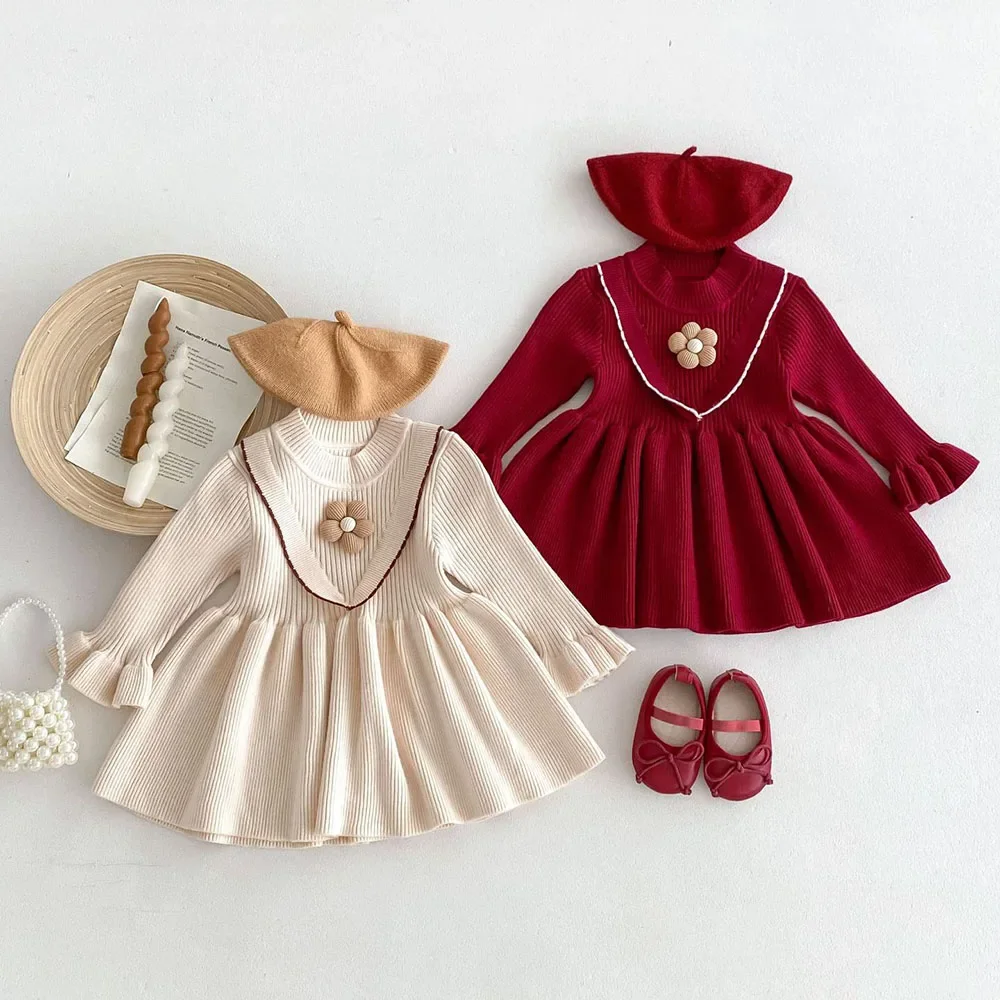 Vestido floral de punto para niña – Manga acampanada - imagen 4