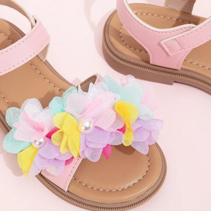 Sandalias planas para niña con flores, cómodas y fáciles de poner - imagen 4