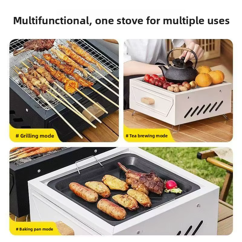 Barbacoa portátil plegable de carbón para exterior y camping - imagen 4