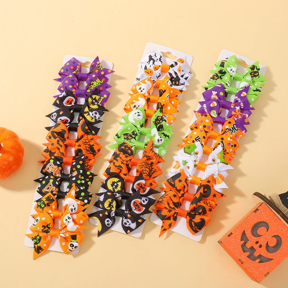 Pinzas para el pelo infantiles con lazo de calabaza Halloween - imagen 2