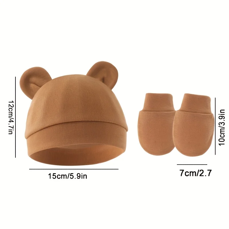 Gorro bebé y manoplas de algodón para niña – regalo de recién nacido