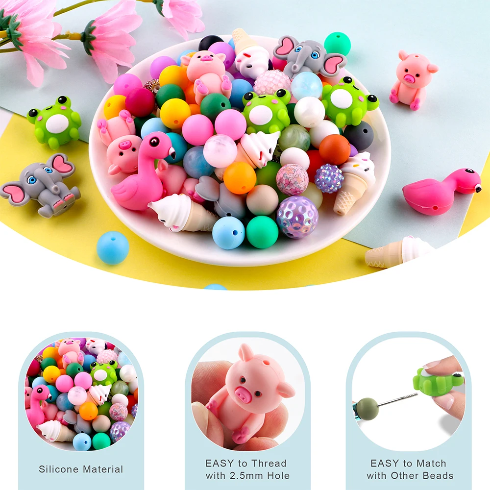 Kovict Cuentas de Silicona Animales 3D para Joyeria DIY - imagen 5