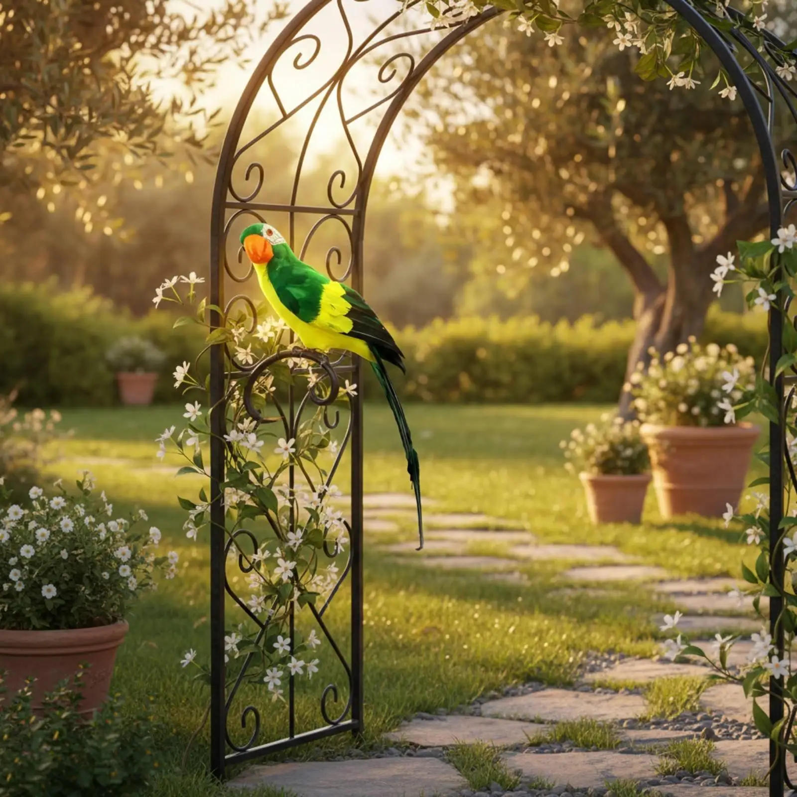 Figura decorativa de pájaro para jardín, plumas realistas y fijación - imagen 5