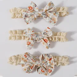 Diadema de encaje con lazo para recién nacido, niña