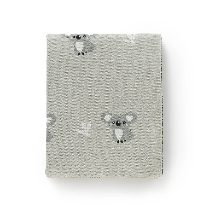 Mantita de bebé algodón gris, tejida, suave para cuna - imagen 2
