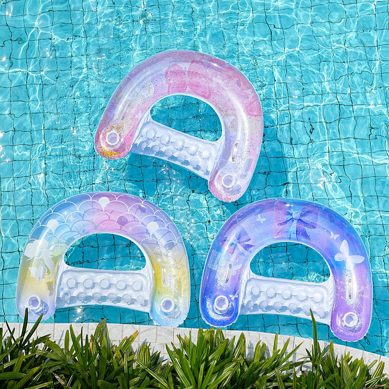 Hamaca inflable U con lentejuelas para piscina de bebé - imagen 2