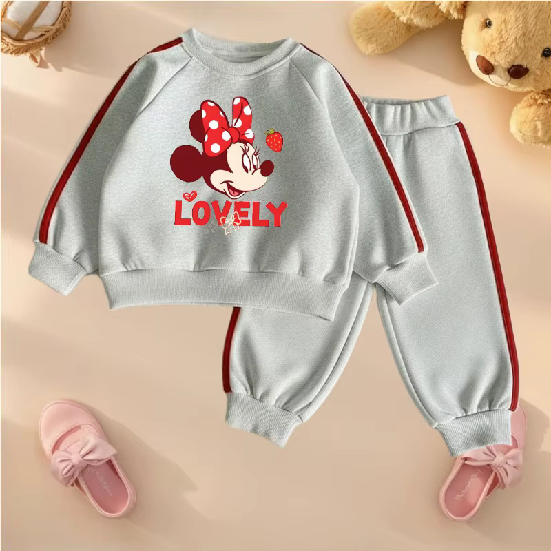 Conjunto de chándal para niña de sudadera con cuello redondo – A rayas laterales - imagen 4
